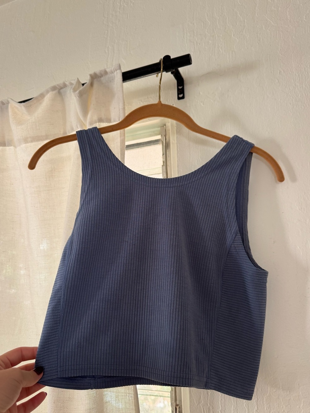 Lululemon Blue Ribbed Cropped Tank Top